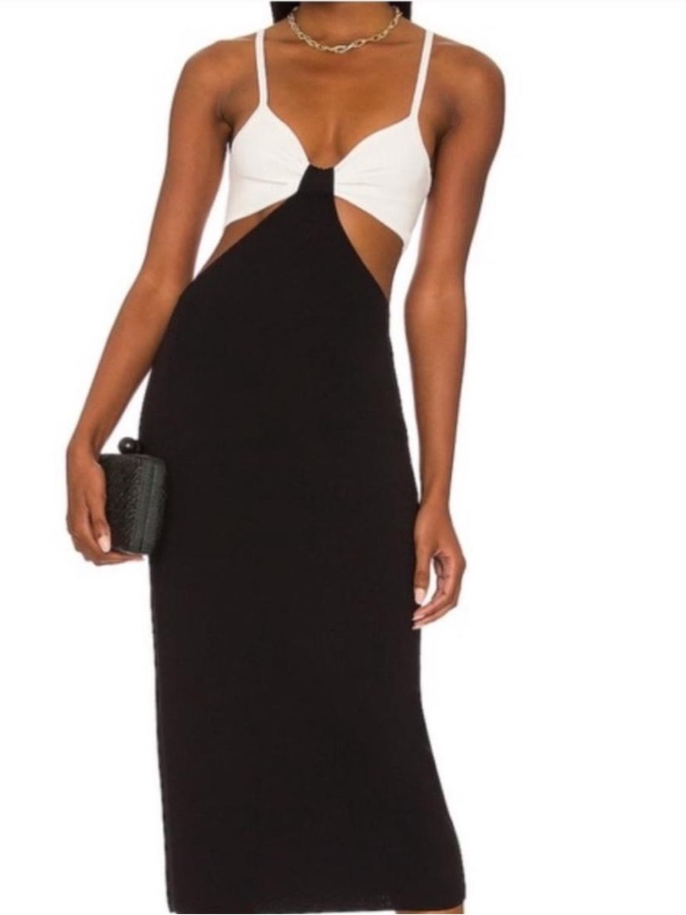 Solid & Striped Melinda Cutout Midi Dress Blackout Marshmallow NWT XL
